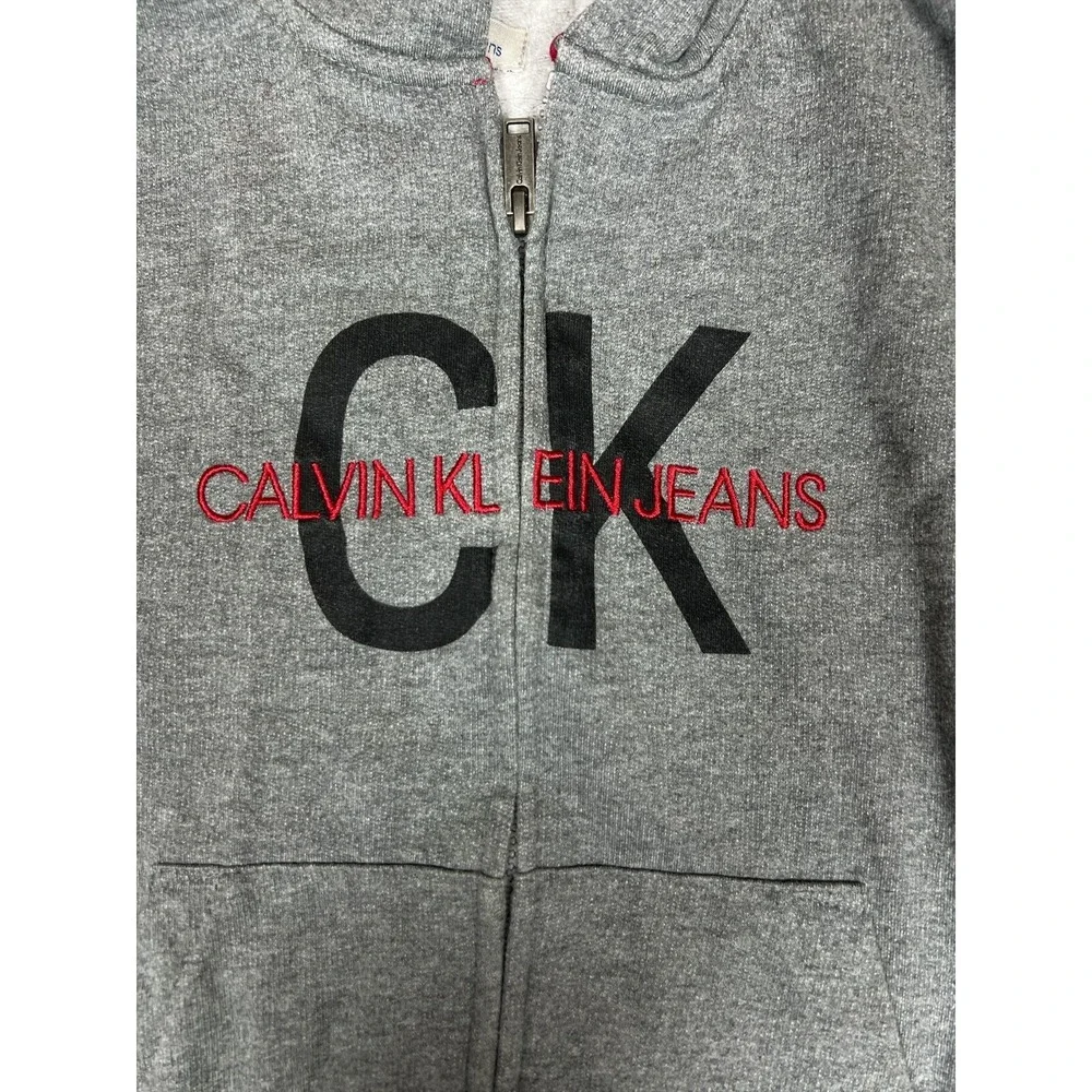 Calvin Klein Boys‎ 7/8 Gray Full Zip Hoodie Sweatshirt Logo CK Graphic
